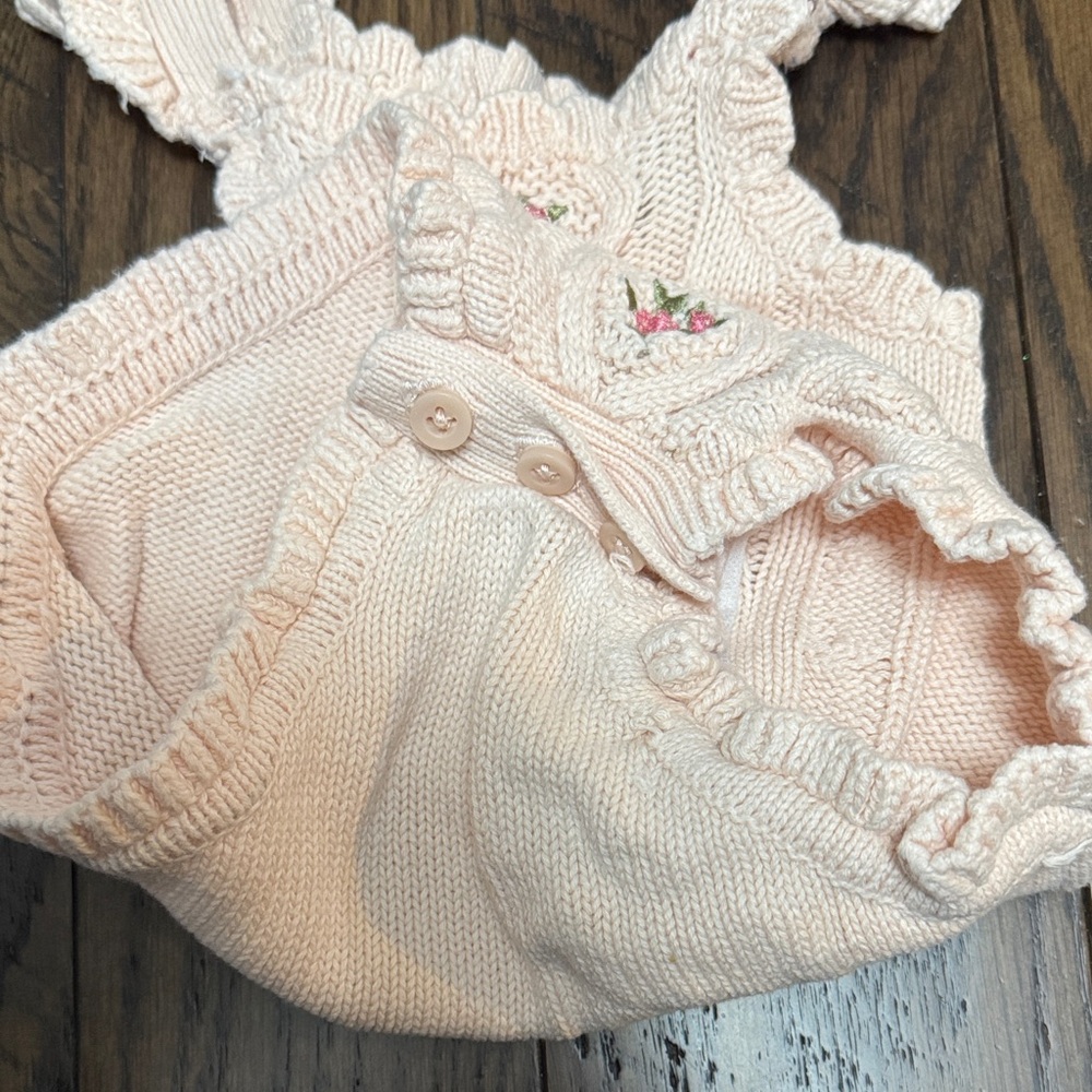 Pink Floral Knit Baby One-Piece Bodysuit - Picture 4 of 7